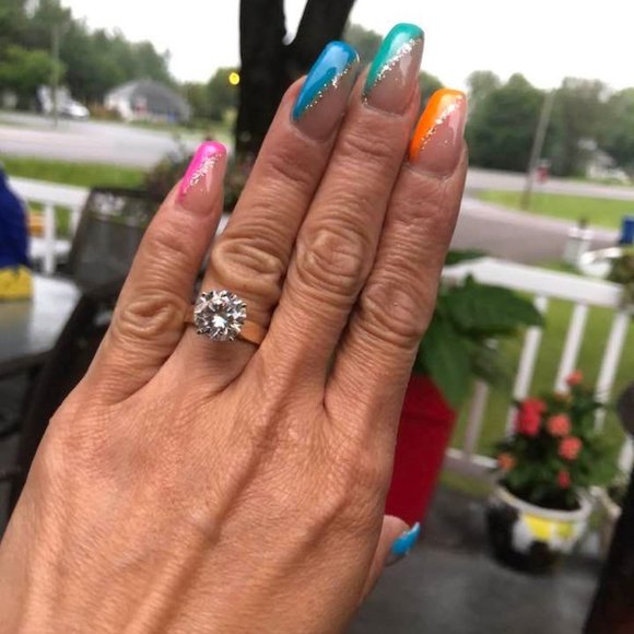 14K Solid  Yellow and White Gold 3 Carats Moissanite Engagement Ring D- FL - Picture 10 of 11